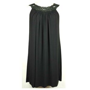 Eliza J Black Midi Dress with Intricate Neckline
